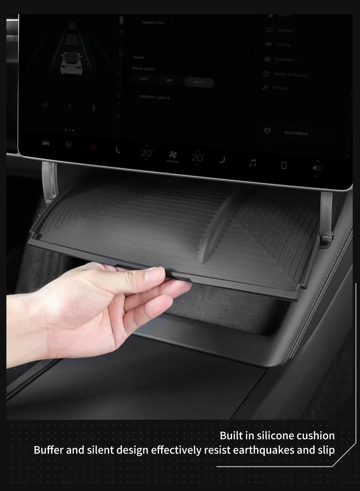 Under Screen Hidden Storage Tray for Tesla Model 3 and Model Y