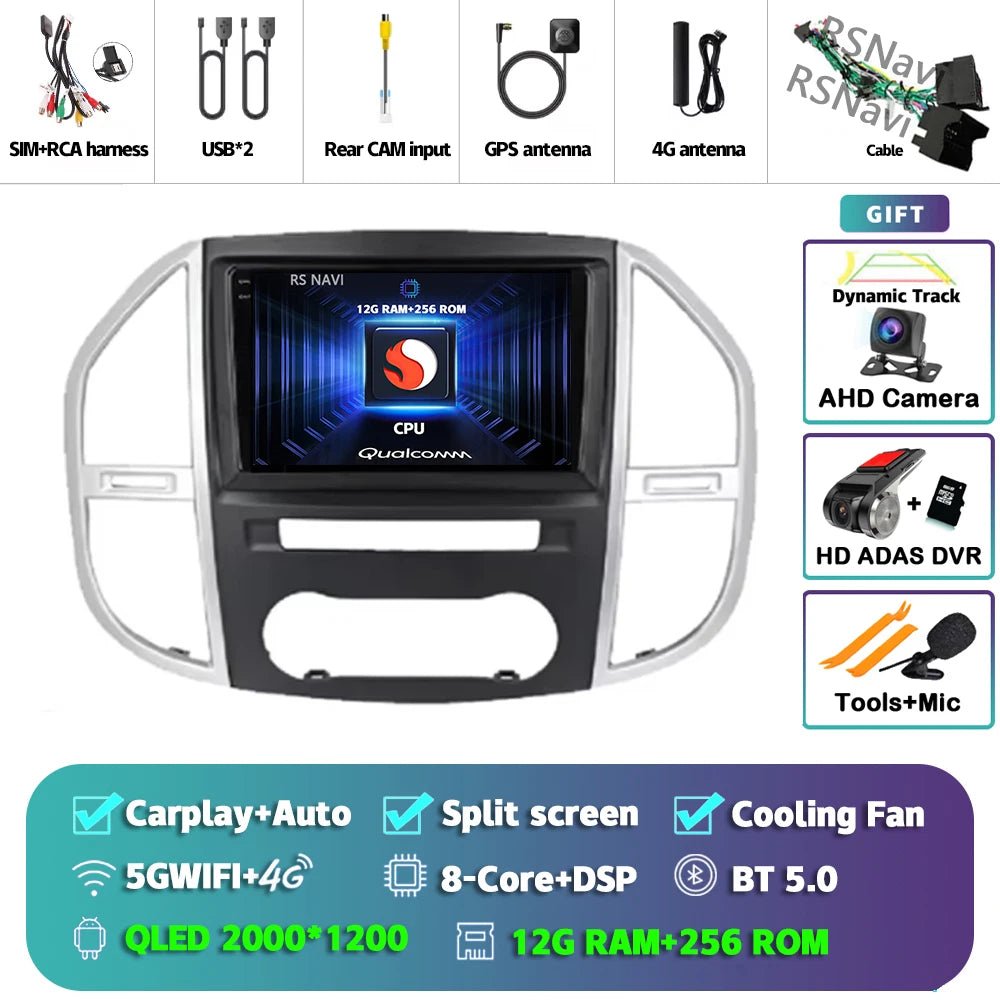9" CarPlay Android Auto GPS Stereo for Mercedes Vito W447 - image 10