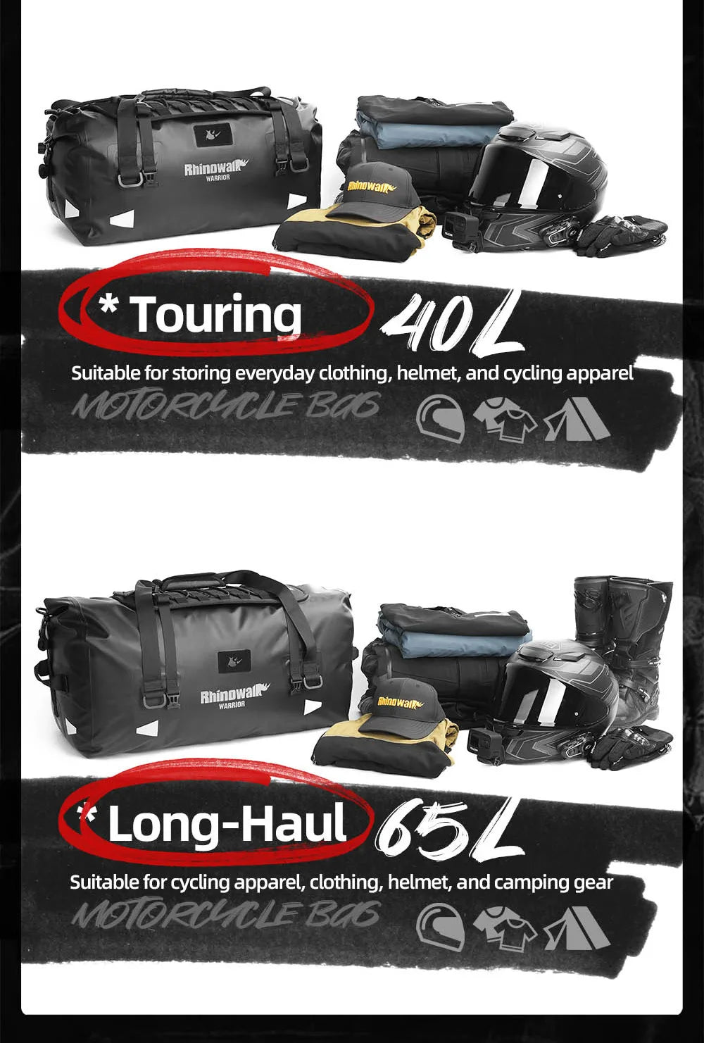 Rhinowalk Waterproof Motorcycle Saddle Bags 20-65L - image 12