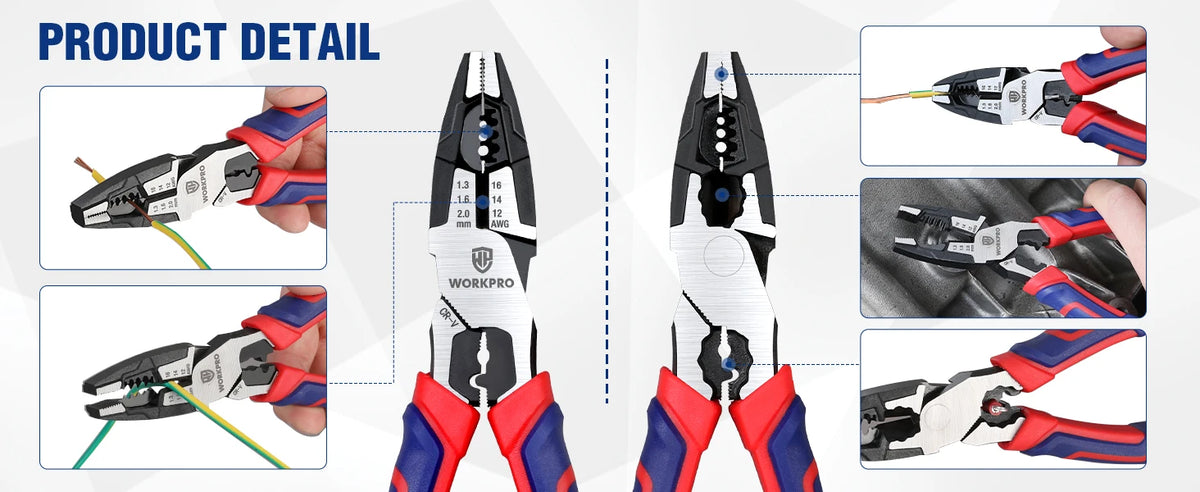 WORKPRO 8-in Linesman Pliers with Wire Cutter & Stripper, CRV Steel - image 8