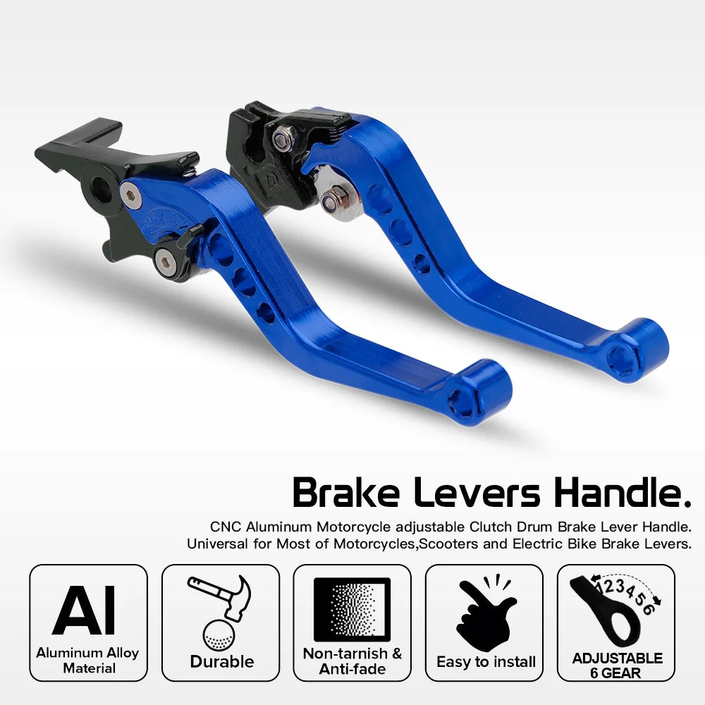 Universal Motorcycle Brake Levers Motorcycle Front Disc Rear Drum Brake Accessories Modified Horn Adjustable Hand Lever GY6