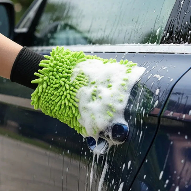 High Density Microfiber Car Wash Mitt, Chenille Scratch-Free Glove for Auto Detailing