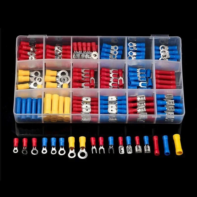 102/300pcs Cable Lug Kit Kit Wire Flat Female and Male Insulated Wire Cable Connector Crimp Terminal Kit