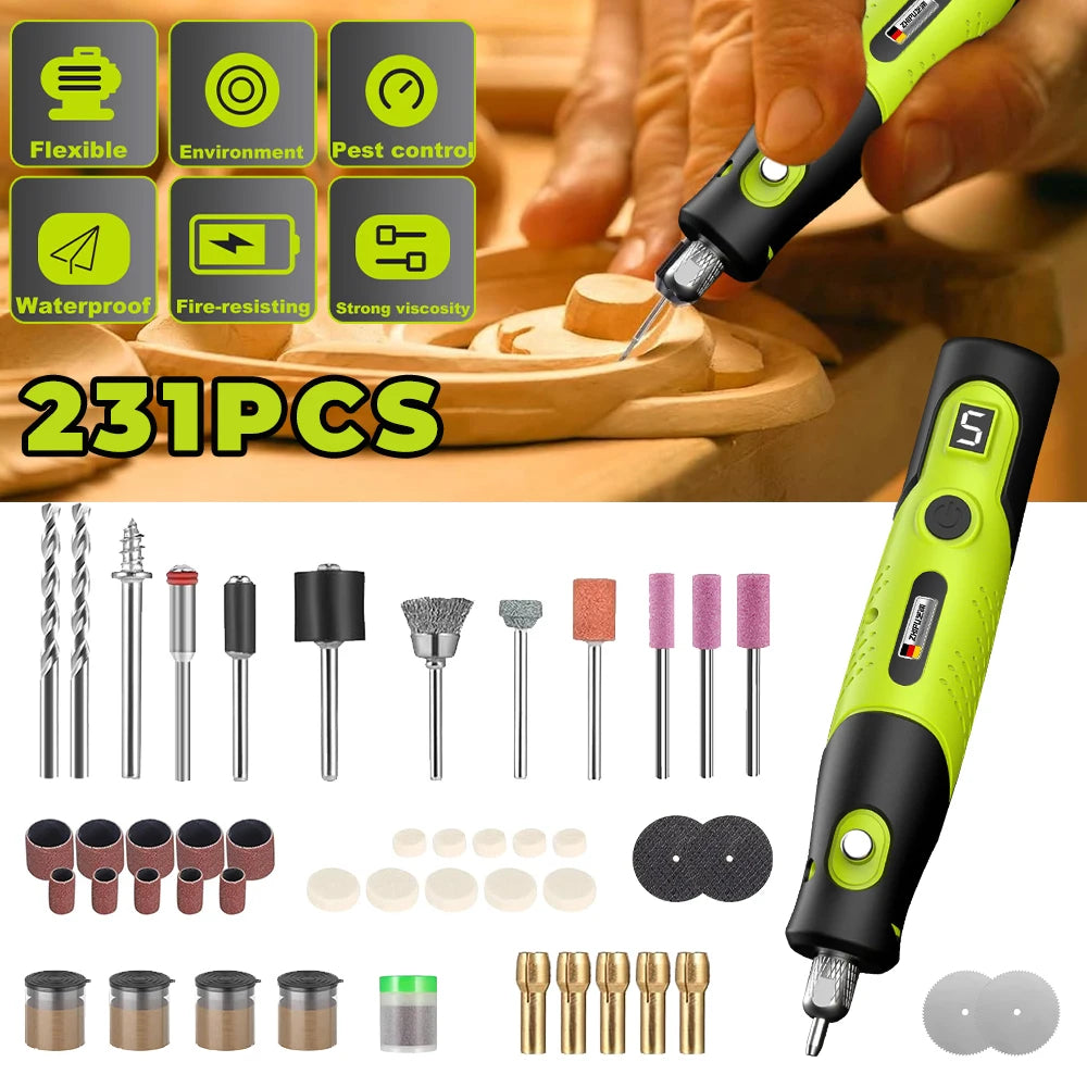 231-Piece Wireless Mini Electric Grinder Kit, 5 Speed USB Rechargeable - image 2