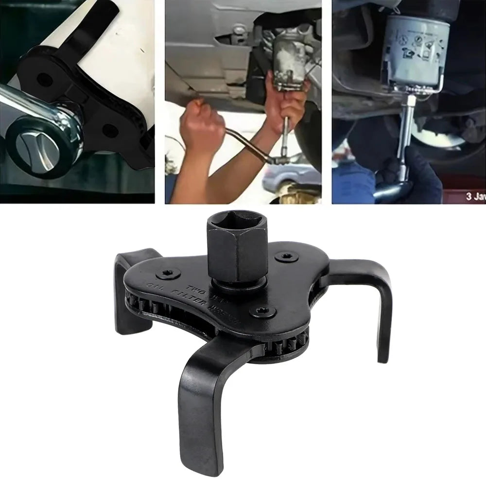 2-1/2 to 4.5 Inch Adjustable Oil Filter Wrench Tool Set with 3 Jaw Universal