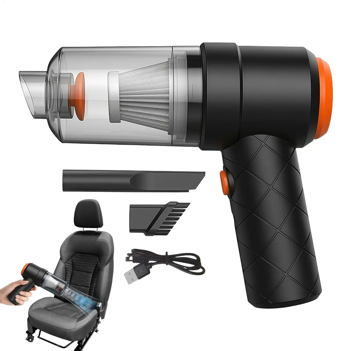 Portable Cordless Car Vacuum - High Power Handheld Cleaner for Auto Interior, Seat & Upholstery, Mini Vacuum for Home, Office
