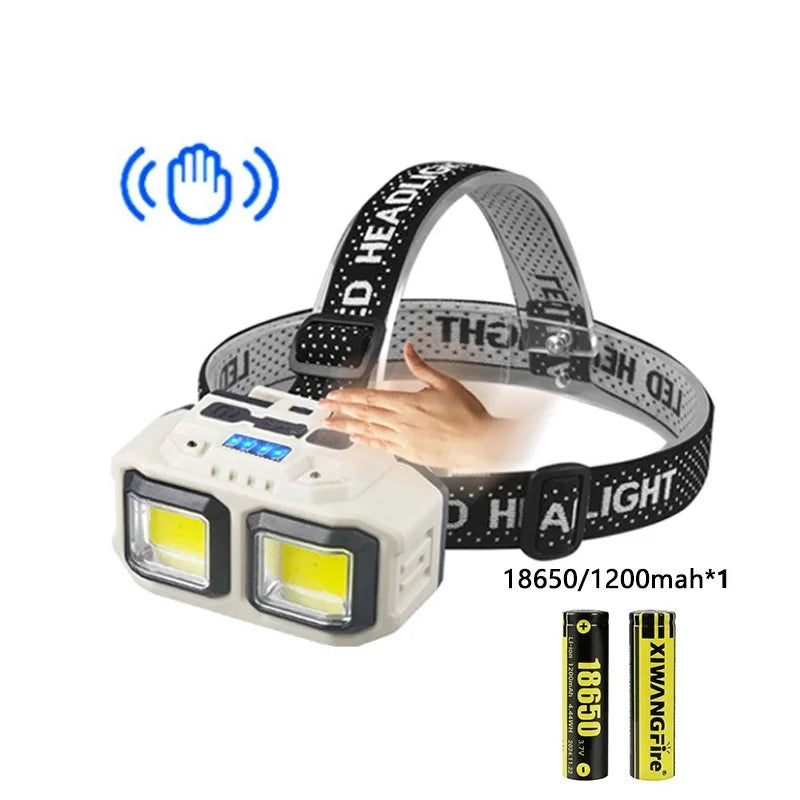 Induction LED Headlamp, USB Rechargeable with 5 Modes for Fishing & Camping