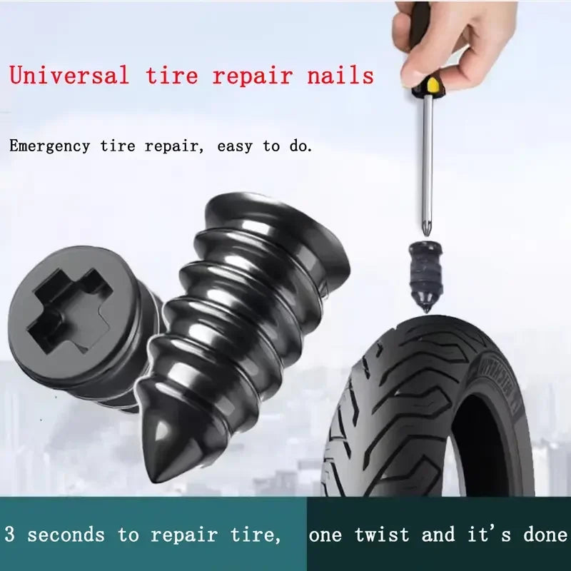 Tubeless Tire Puncture Repair Nail Kit, 10/30 Pcs, Car & Motorcycle