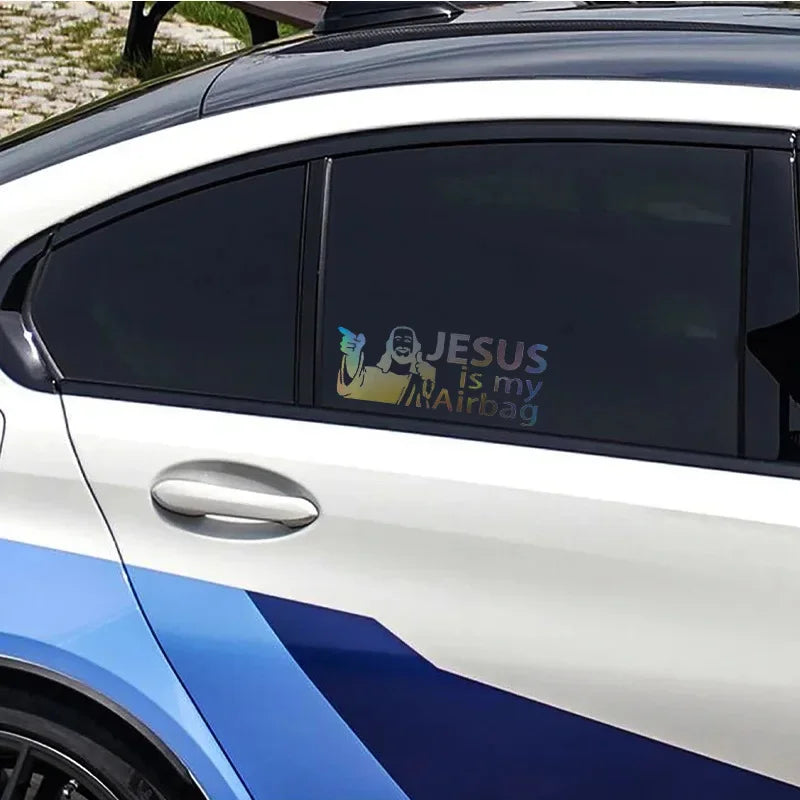Jesus Is My Airbag Funny Car Sticker, Bumper and Window Decal - view 3