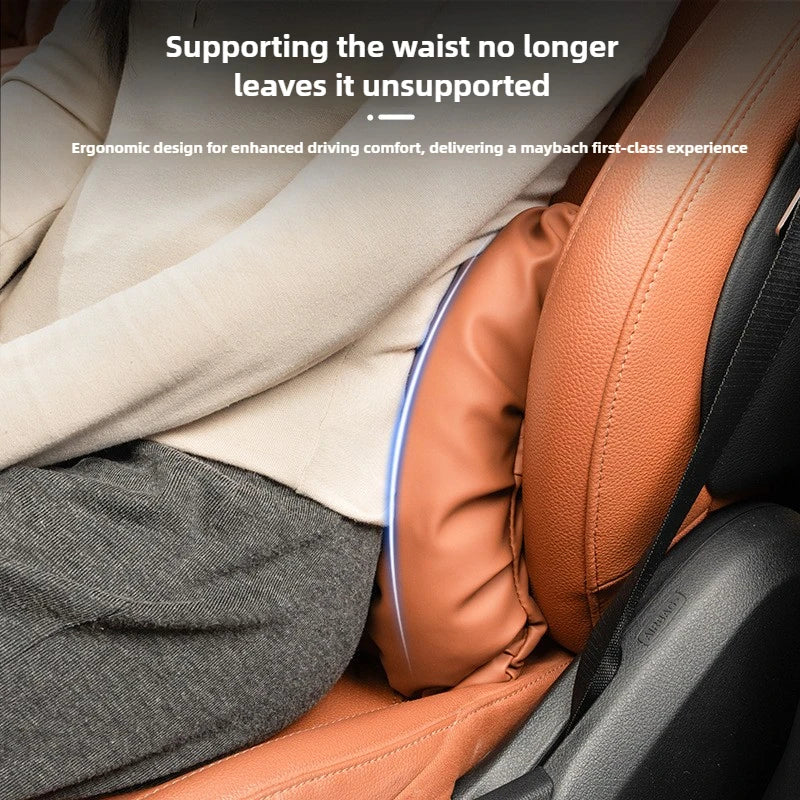 Nappa Leather Car Headrest & Lumbar Support Cushion - image 3