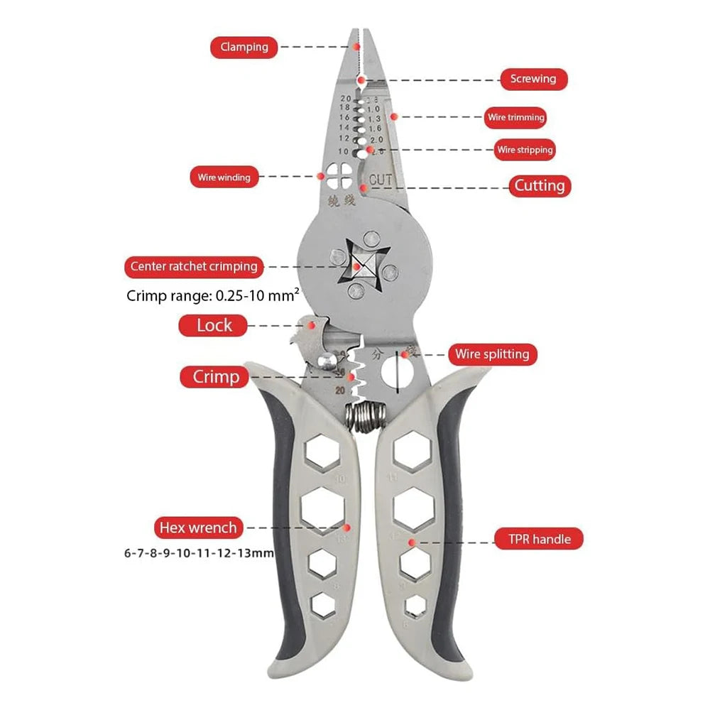Multi Functional Electrician Tools Pliers Crimping Tool set For Wire Splitting And Stripping Specialized For Electricians