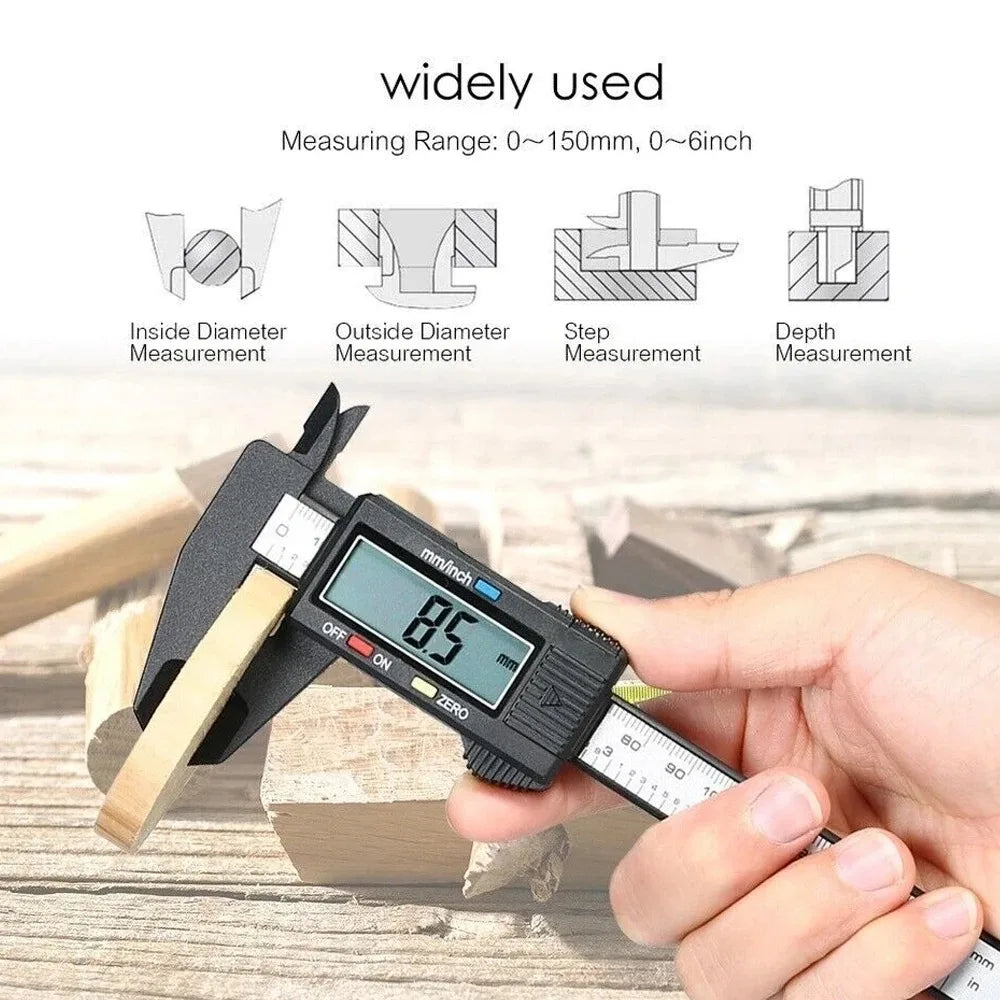 150mm 100mm Electronic Digital Caliper Carbon Fiber Dial Vernier Caliper Gauge Micrometer Measuring Tool Digital Ruler