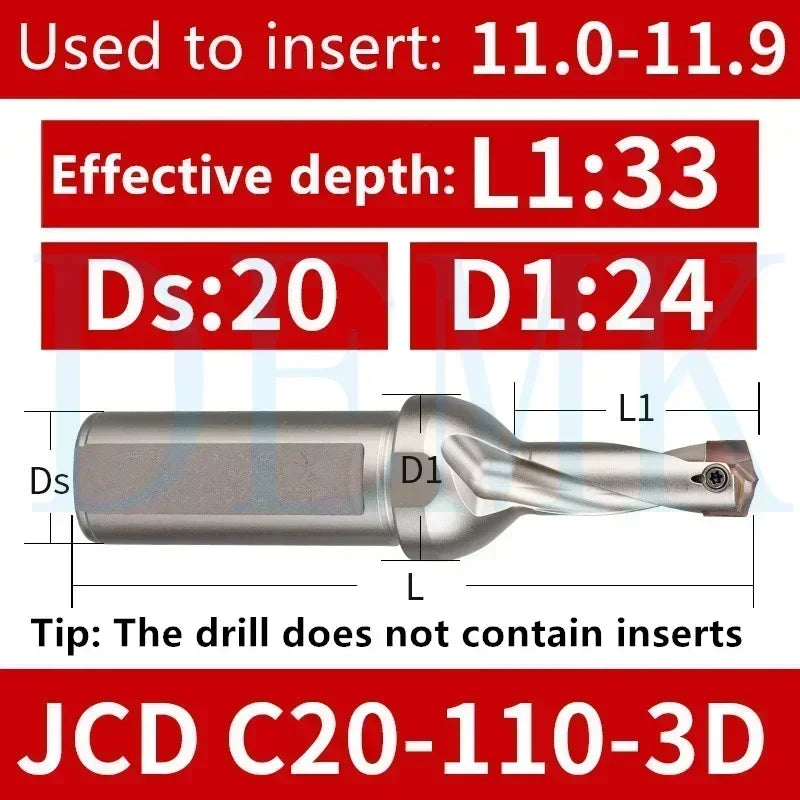 Indexable U Drill with Internal Cooling, 3D-10D, 10-25mm Diameter