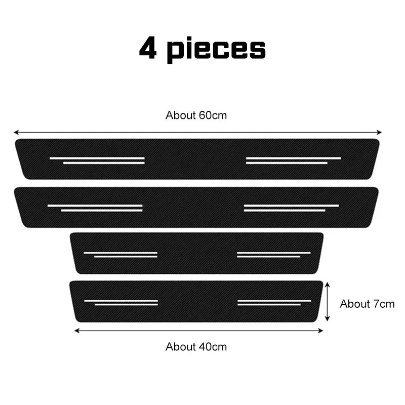 Universal Carbon Fiber Pattern Door Threshold Protector Strips