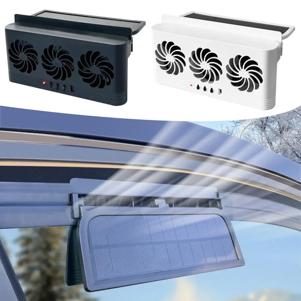 Solar Powered Car Window Exhaust Fan, 3 Air Outlets