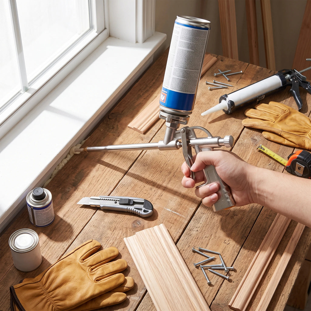Stainless steel expanding foam gun, PU sealant dispensing applicator