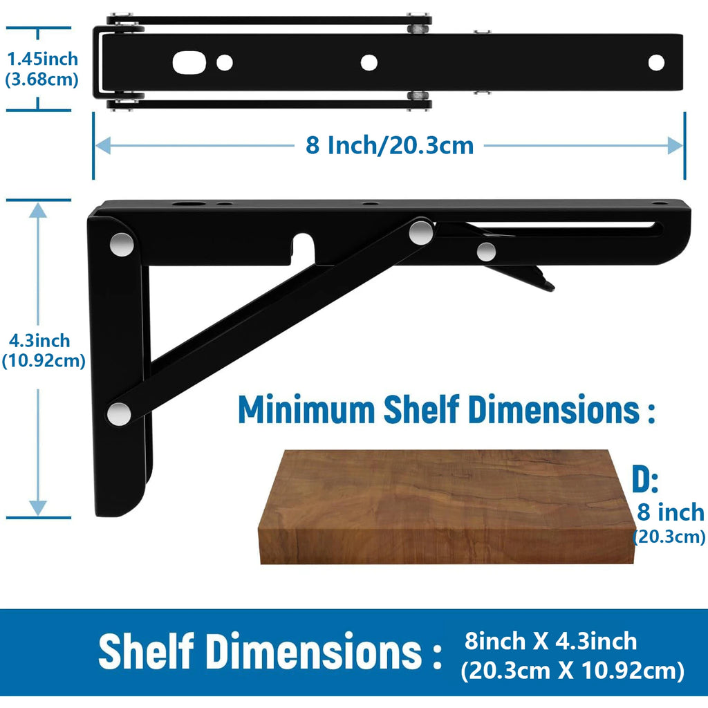 2-Piece Heavy-Duty Adjustable Folding Shelf Brackets