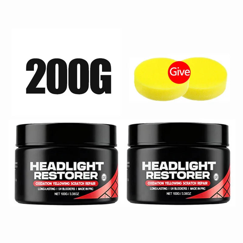 Car Headlight Restoration Kit - Renew Yellow Hues, Scratch & Blur Repair, Restore Brightnes to Both Front & Rear Headlamp Polish