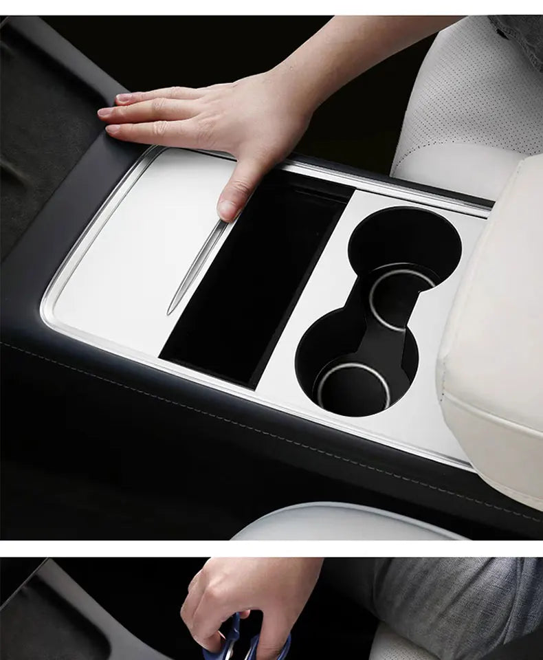Wood Grain and Carbon Look Center Console Film for Tesla Model Y 2021-2023