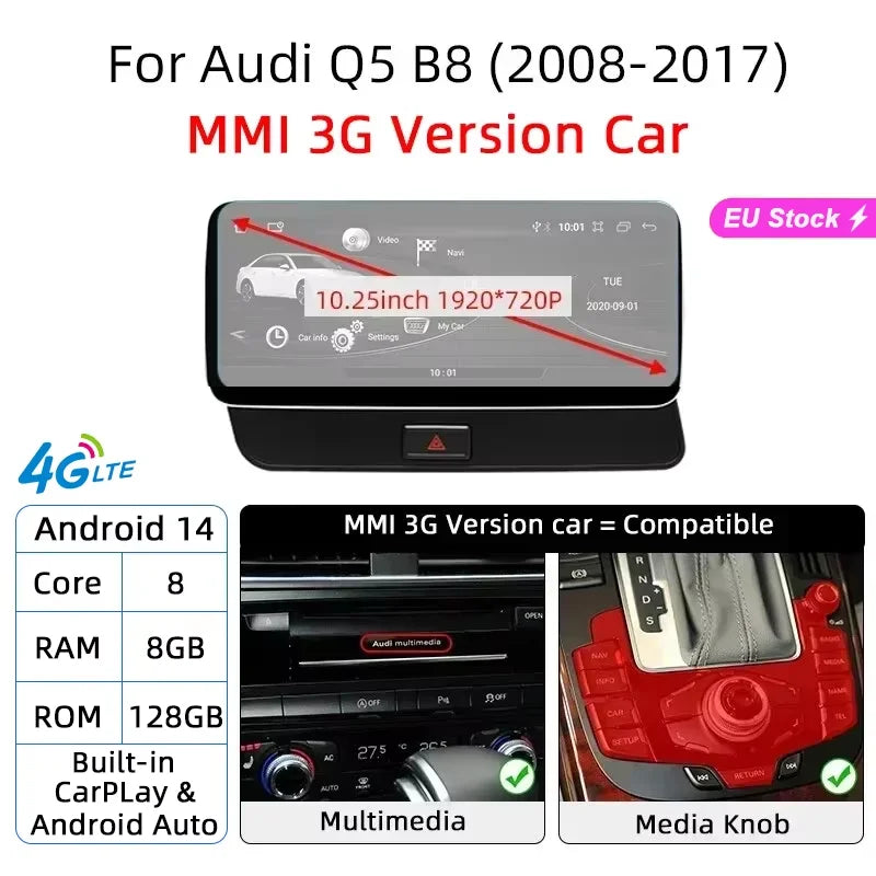 12.3-inch Android 14 Car Radio GPS WiFi CarPlay for Audi Q5 2008-2017 - image 15