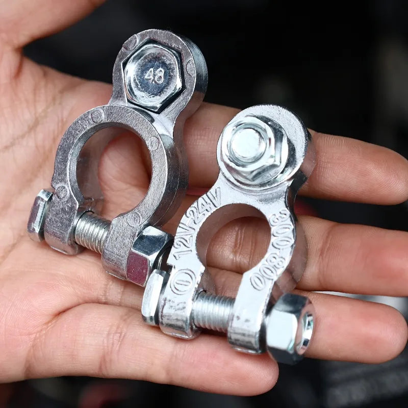 2pcs Battery Terminal Clamp Zinc Alloy Positive and Negative Pole Screw Connector