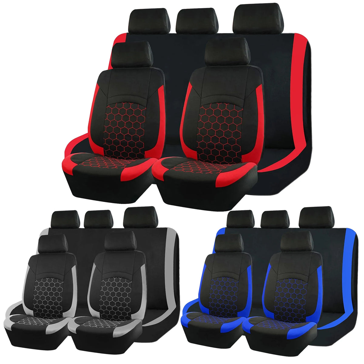 Breathable 9-Piece Car Seat Cover Set for 5 Seats