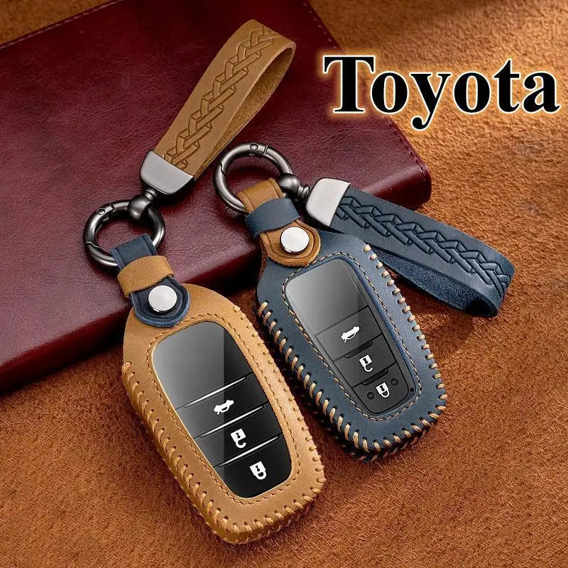 Leather Car Key Case for Toyota CHR Hilux Fortuner Key Fob Cover
