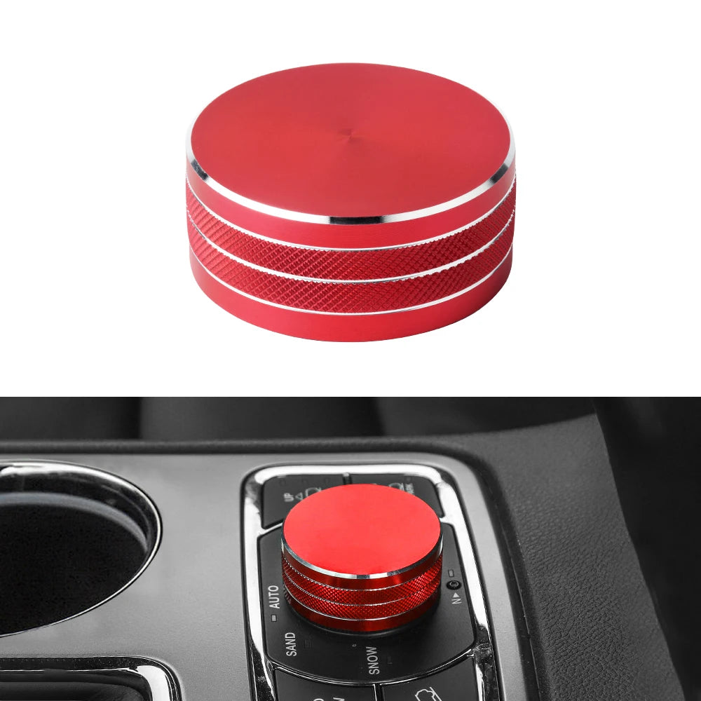 DIYSMART for Jeep Grand Cherokee Accessories 2014 - 2021 Central Multimedia 4WD Switch Knob Cover Aluminum Alloy Red 1 Pack