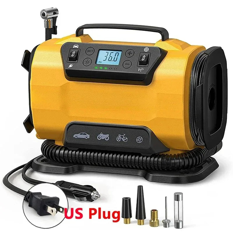 Portable Dual Power 110V-230V AC/DC Air Compressor Tire Inflator for Car Boat Bicycle