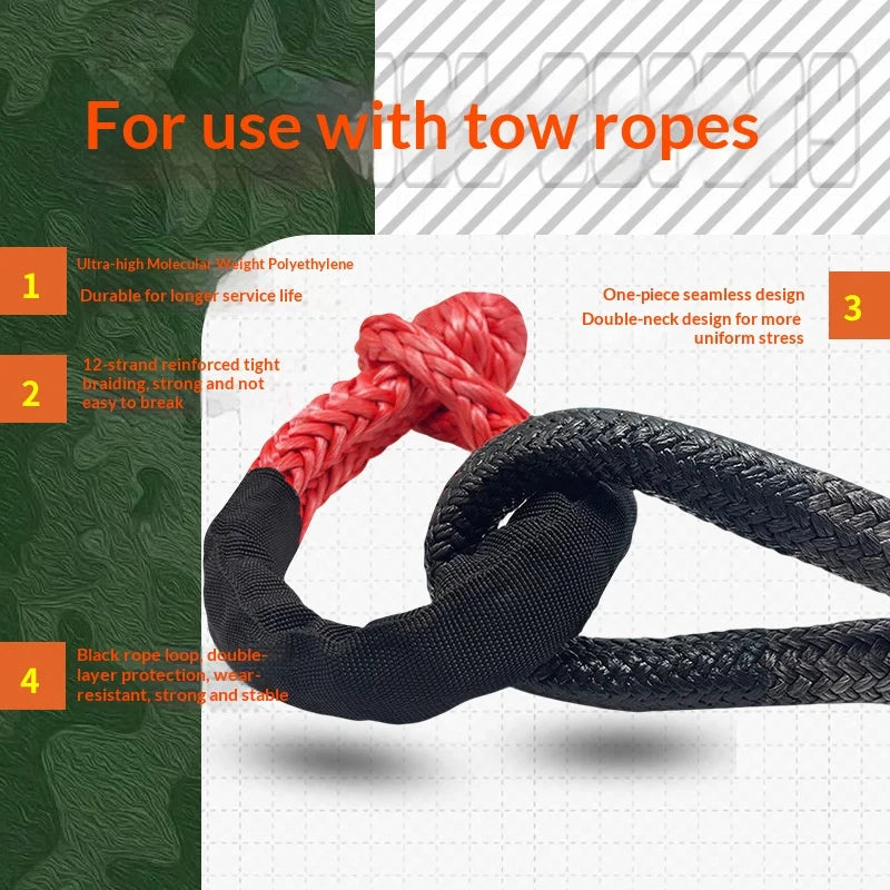 Car Tow Strap with Soft Shackle – Emergency Recovery Tool