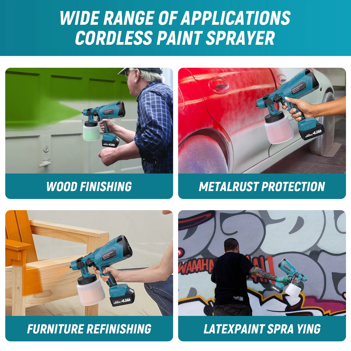 1000ML Cordless Electric Paint Spray Gun For Makita 18V Replacement Battery Paint Spray Gun Wireless For Makita BL1830 Battery