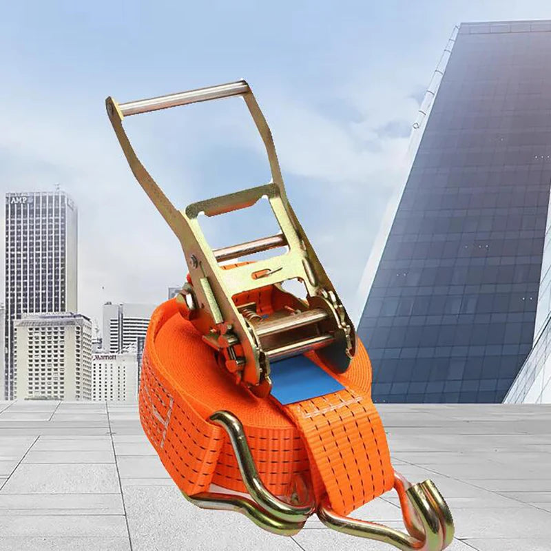 Heavy-Duty Ratchet Tie-Down Straps Adjustable with Metal Hooks for Front Loads