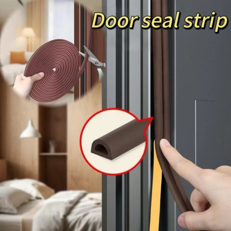 Self-Adhesive D-Shape Door & Window Weather Stripping, 5/10m