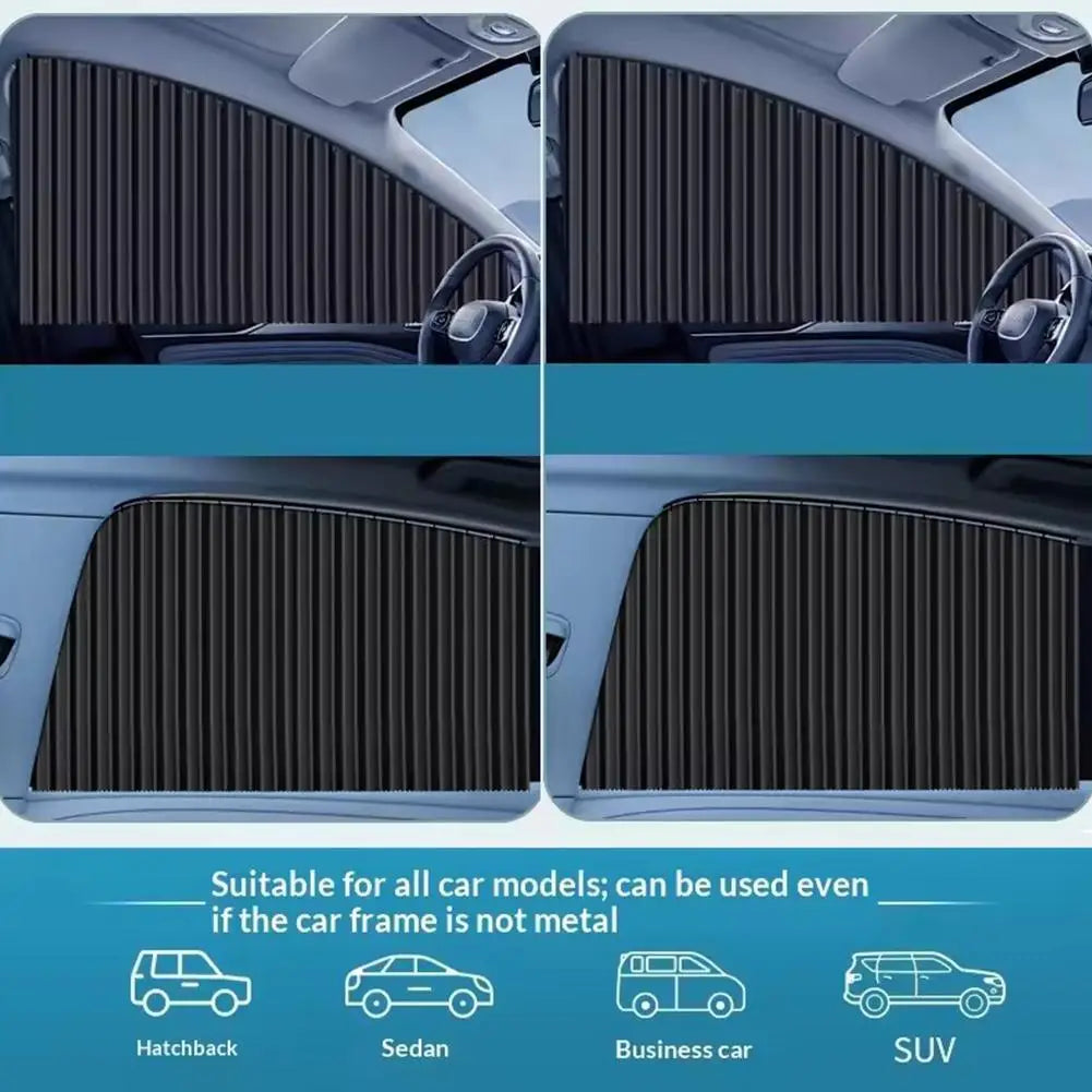 Car Side Window Pleated Sun Shades with Slide Track