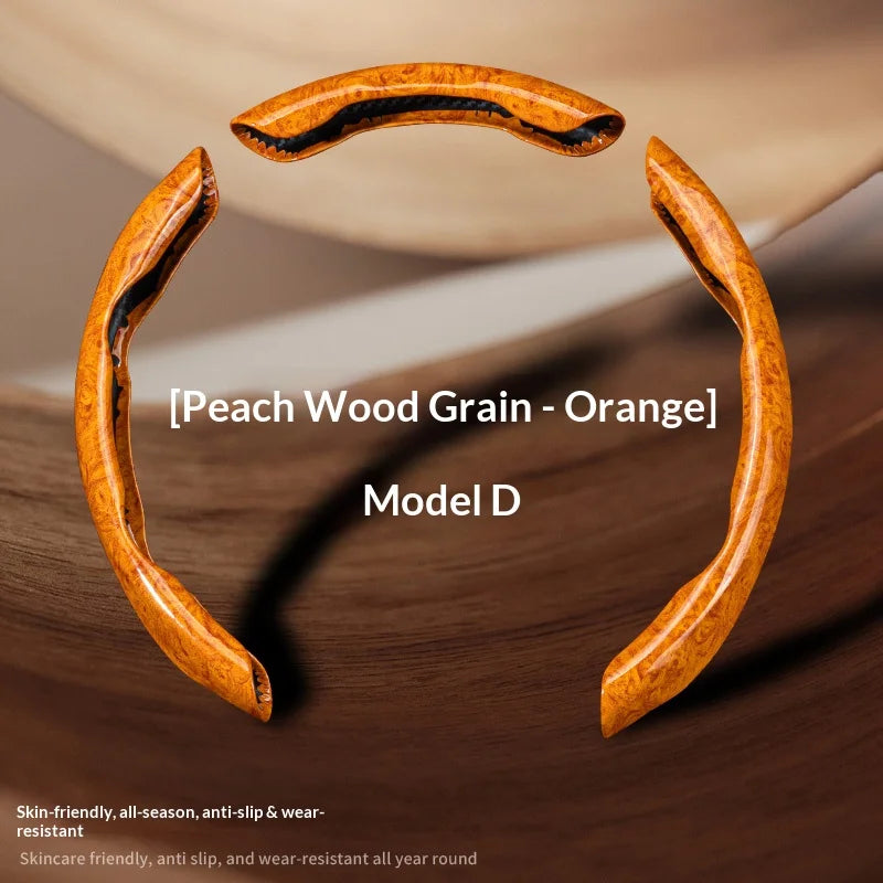 3-Piece Wood Grain Car Steering Wheel Cover, Minimalist Style - view 9