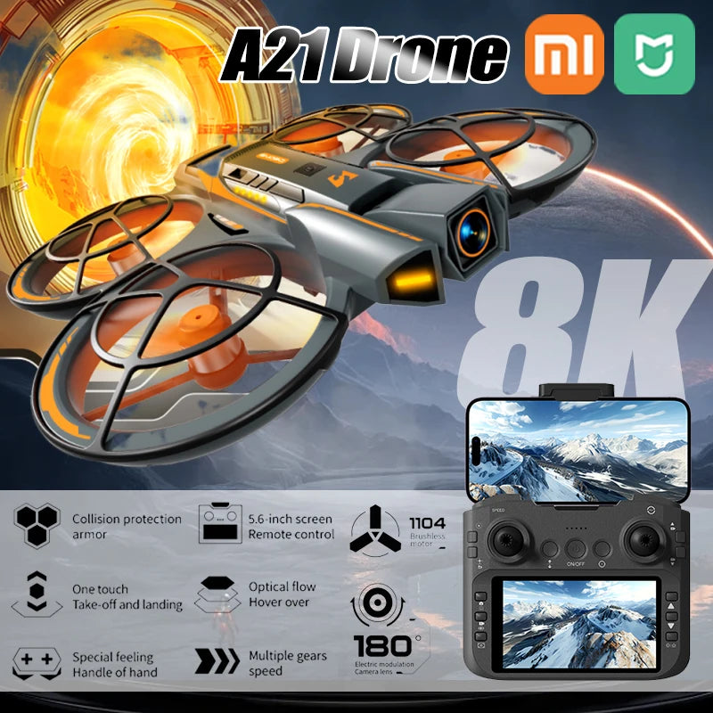 A21 PRO 8K Dual Camera Drone with Screen Brushless Obstacle Avoidance