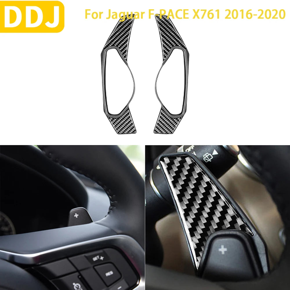 For Jaguar F-PACE 2016 2017 2018 2019 2020 Accessories Interior Carbon Fiber Steering Wheel Paddle Shifter Shift Extension