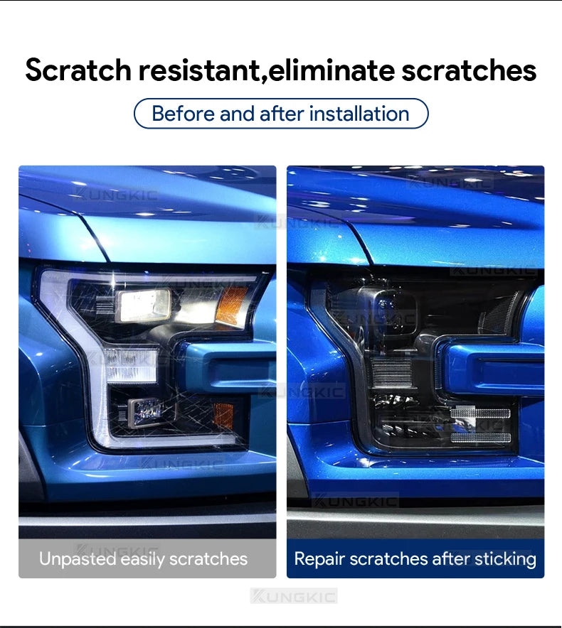 TPU Smoke Headlight Protection Film for 2015-2017 Ford F150 Mustang - image 8