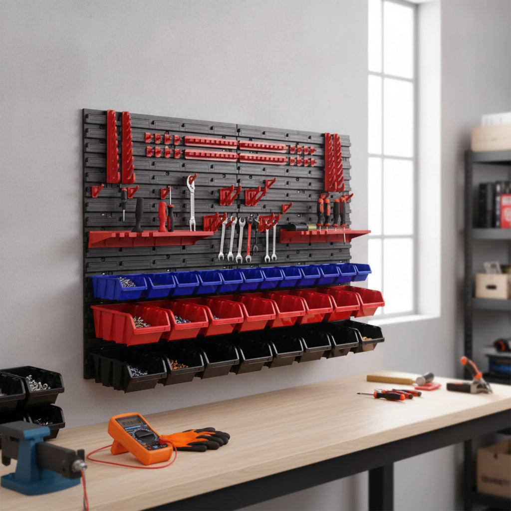 Pegboard Organizer with Bins Modular Tool Organizer Board Wall-Mounted Storage Rack with Bins Customizable for DIYers, Workshop