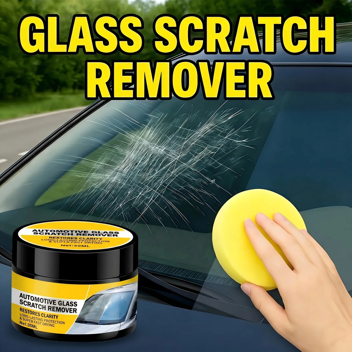 Car Glass Polish & Scratch Remover - Restores Clarity (30g) - image 2