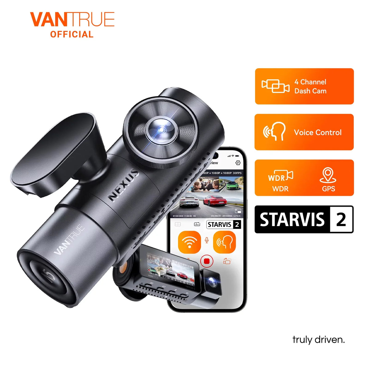 Vantrue N5 4-Channel Dash Cam with Night Vision & GPS Tracking