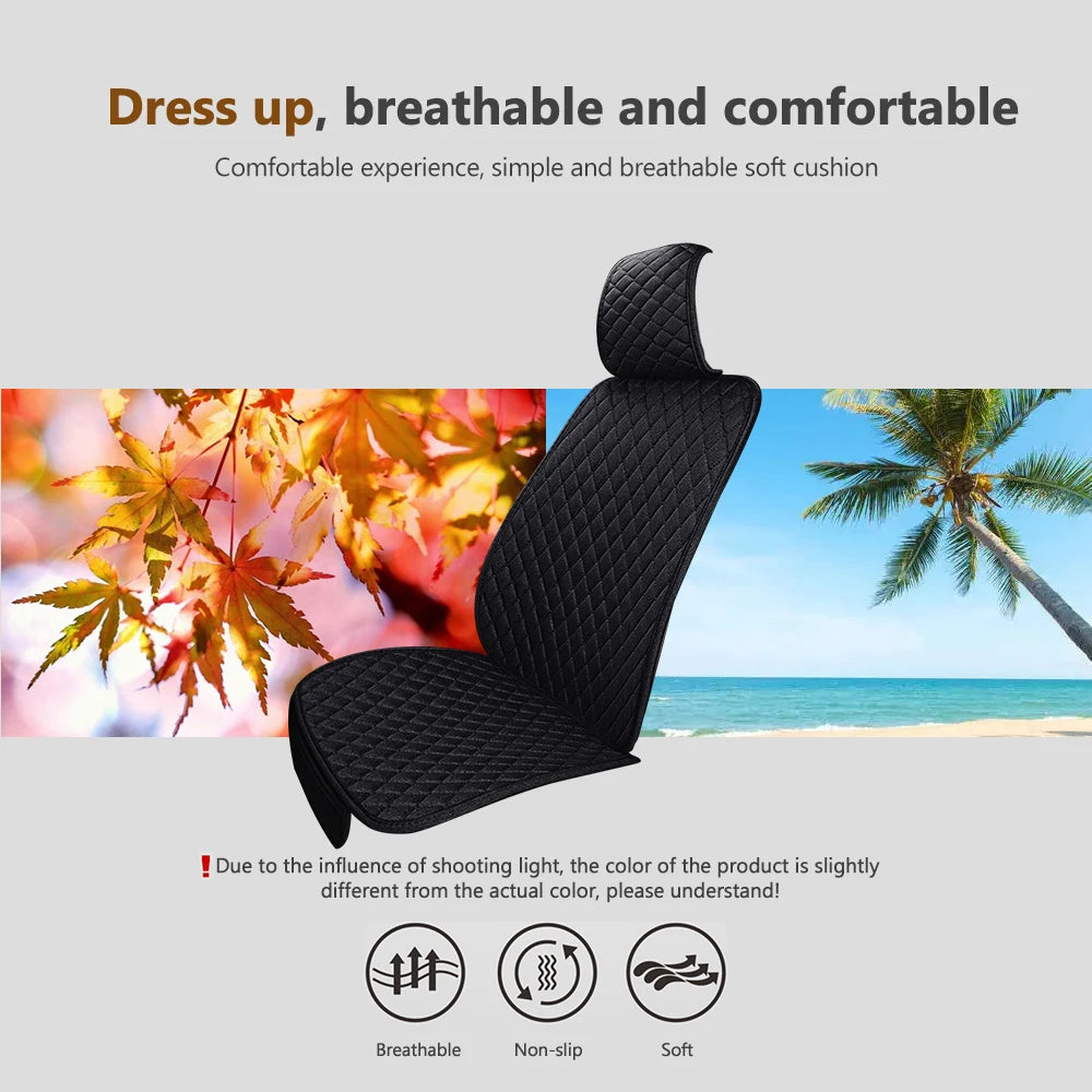 Breathable Cotton Blend Car Seat Cushion for Front or Rear Seats