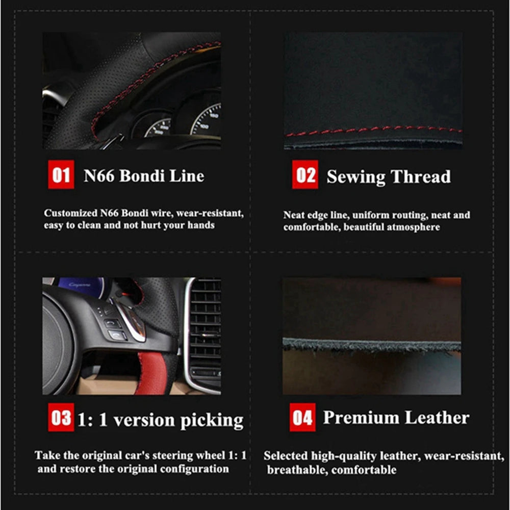 Toyota Steering Wheel Cover - Microfiber Leather, 38cm, Slip-Resistant - image 5
