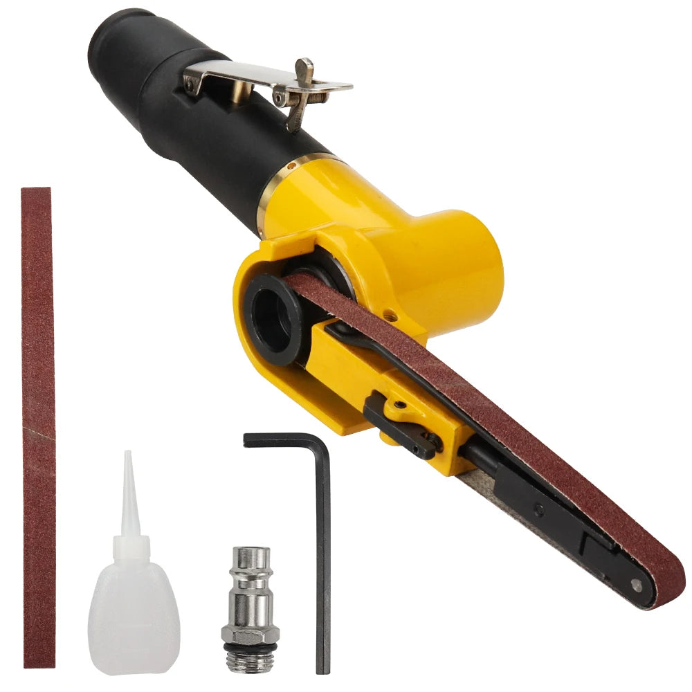 3/8" Belt Grinder Air Belt Sander Air Angle Grinding Machine with 12 Sanding Belts for Air Compressor Sanding Pneumatic Tool Set