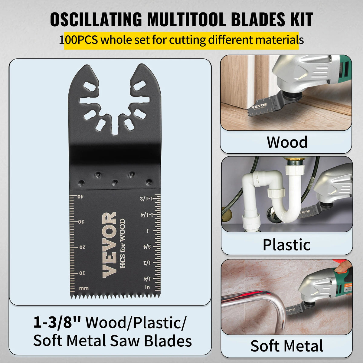 100Pcs Oscillating Saw Blades Kit - Cutter for Wood Metal Plastic - image 4