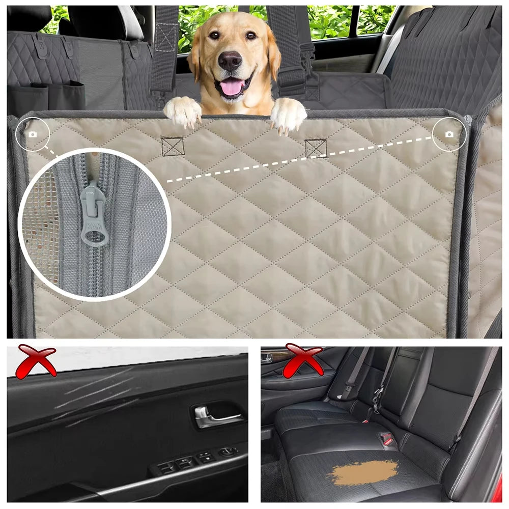 Dog Car Seat Cover with Storage Bag, Heavy Duty Scratch-Resistant Pet Dog Back Seat Cover Hammock for Cars, SUVs
