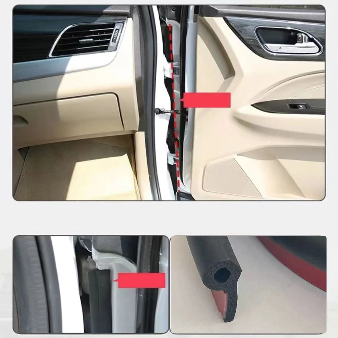 Car A-pillar sealing strip, rubber weather seal for wind noise and water