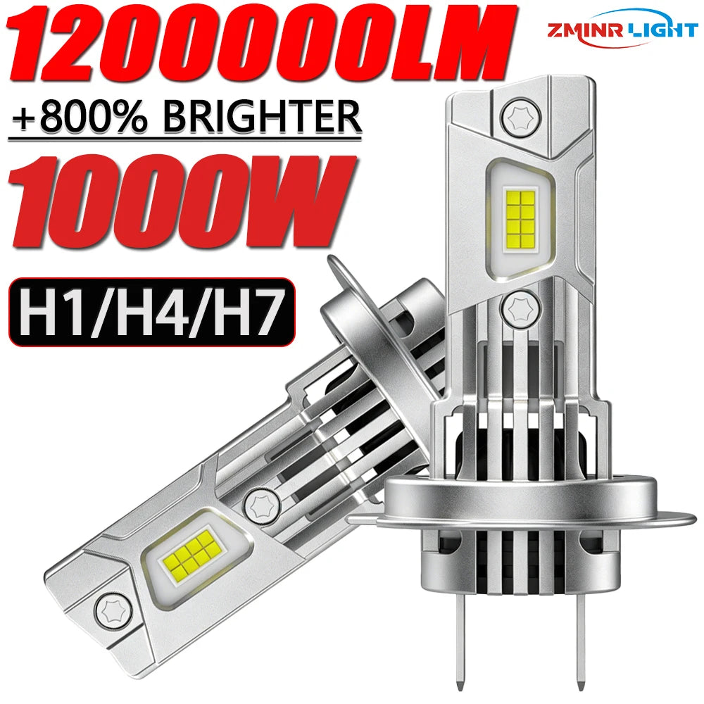 Super Bright 6000K LED Headlight Bulbs H1 H4 H7 Plug and Play