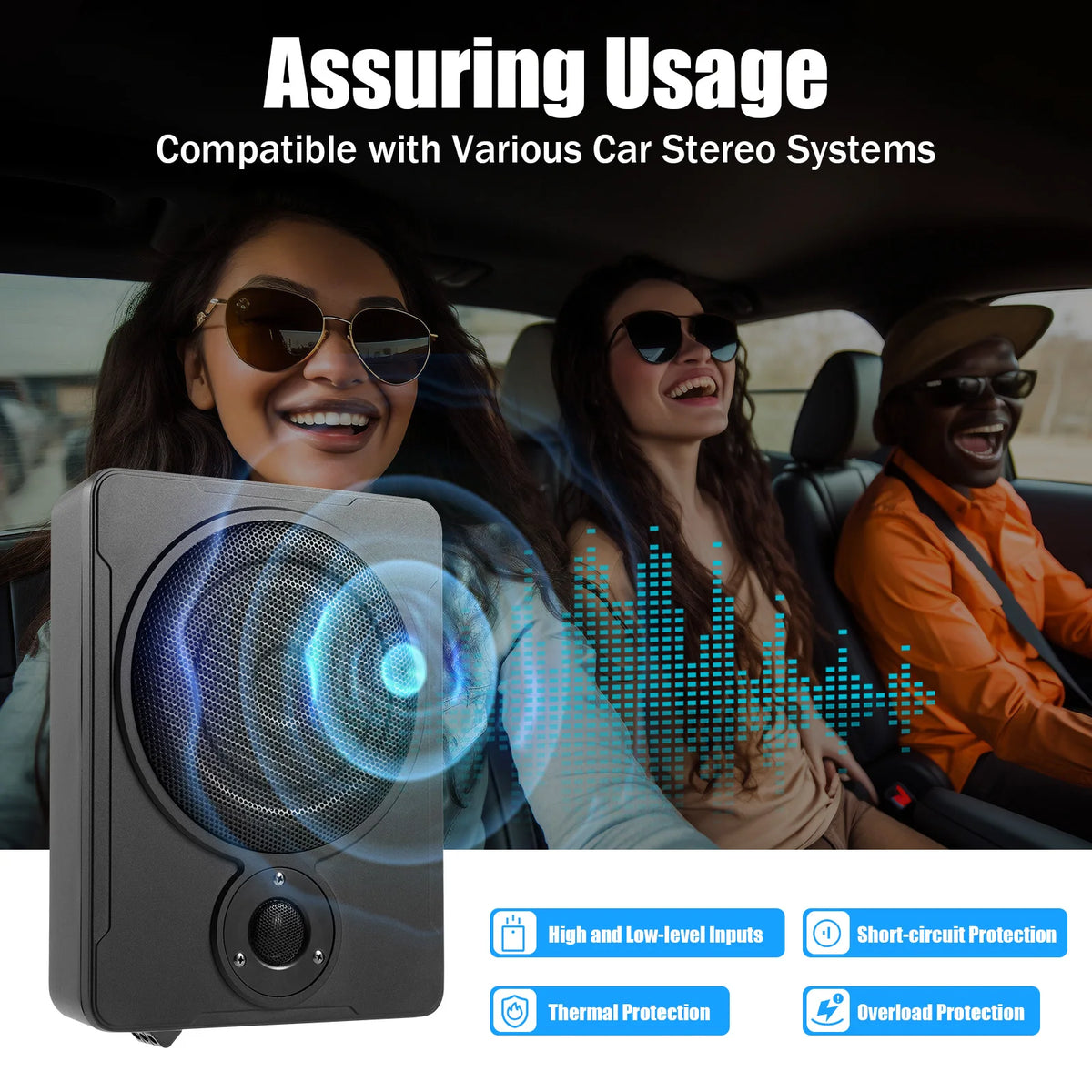 8 Inch 200W Slim Under-Seat Powered Subwoofer