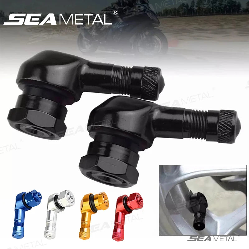 Universal Motorcycle 90° Tubeless Tire Valve Stem - CNC Aluminum 2PC